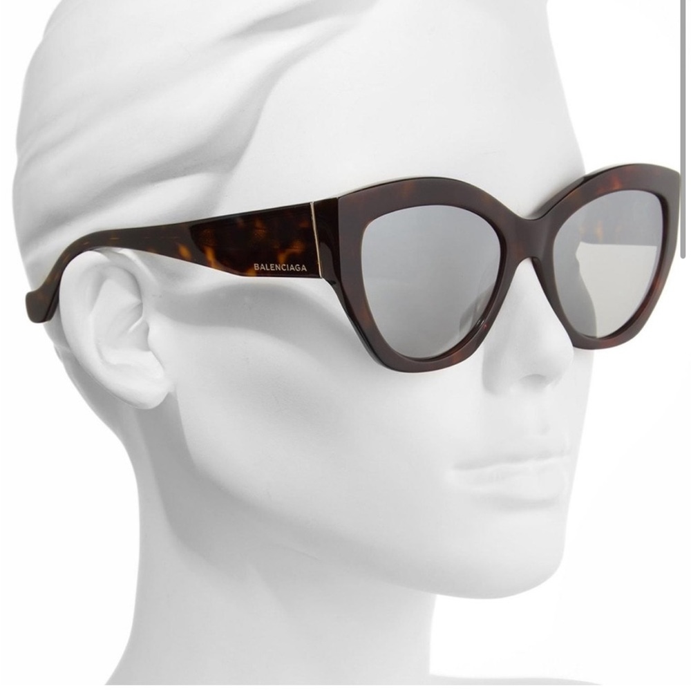 Balenciaga mirrored 56mm cat eye glasses and case